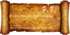 Foltinszki Vászoly névjegykártya